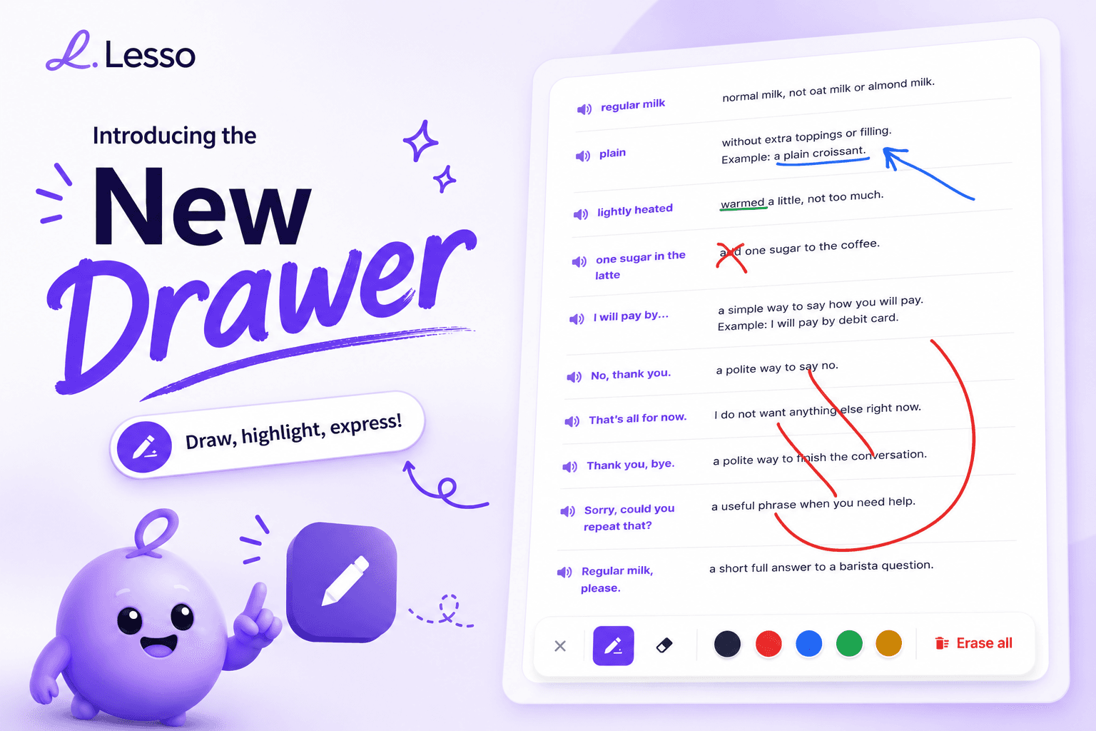 Live Drawing Tool: draw, highlight, and express right on your lessons