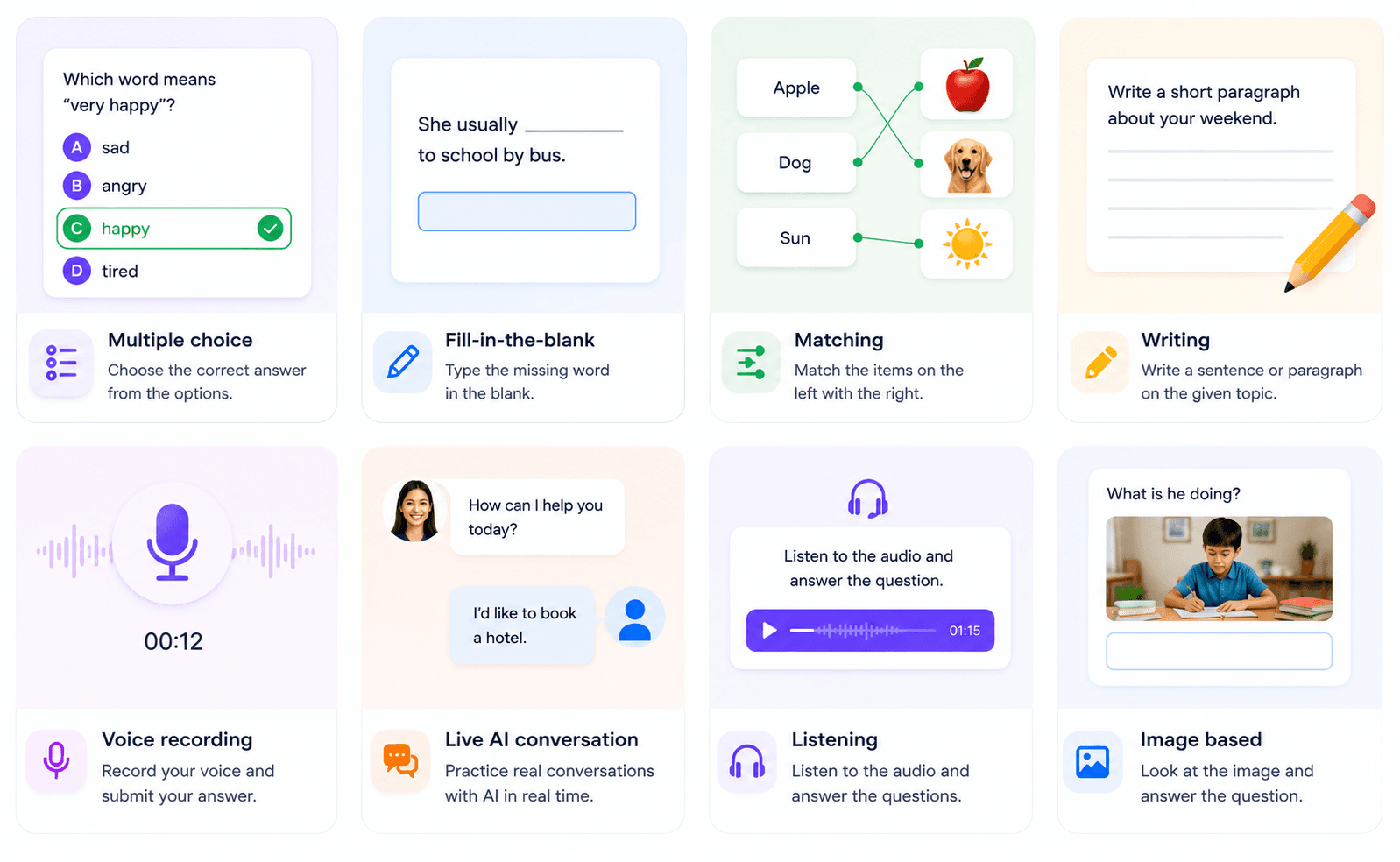 Huge variety of student tasks